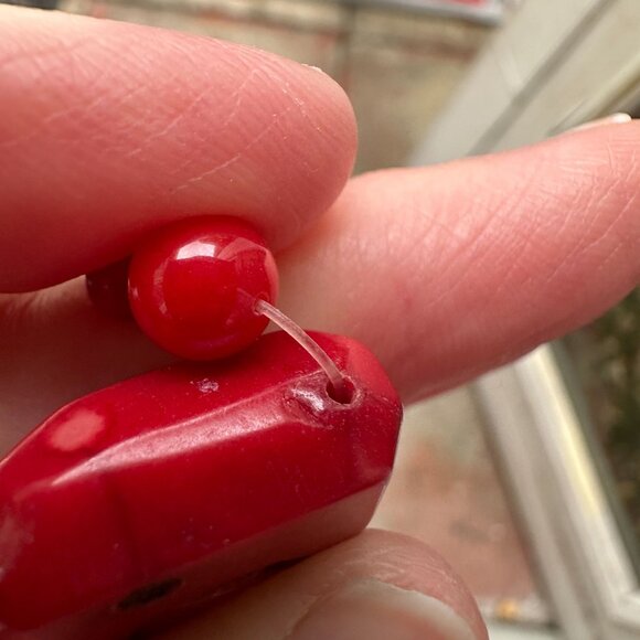 Bamboo Coral Necklace Red Beads - Picture 9 of 13